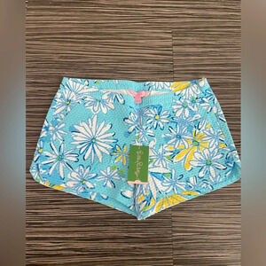 NWT Lilly Pulitzer Breakwater Blue Daisy Adie Aqua Blue Yellow Daisy Shorts Sz 0